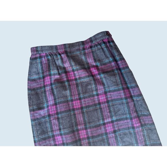Vintage 1980s Miss Pendleton Wool Plaid Mid Calf Length Skirt Size XS - Picture 3 of 8